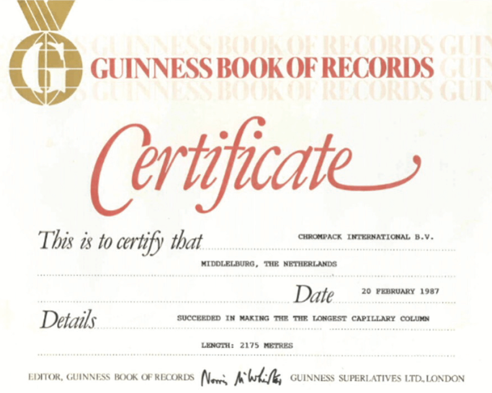 Guinness Book of Records certificate