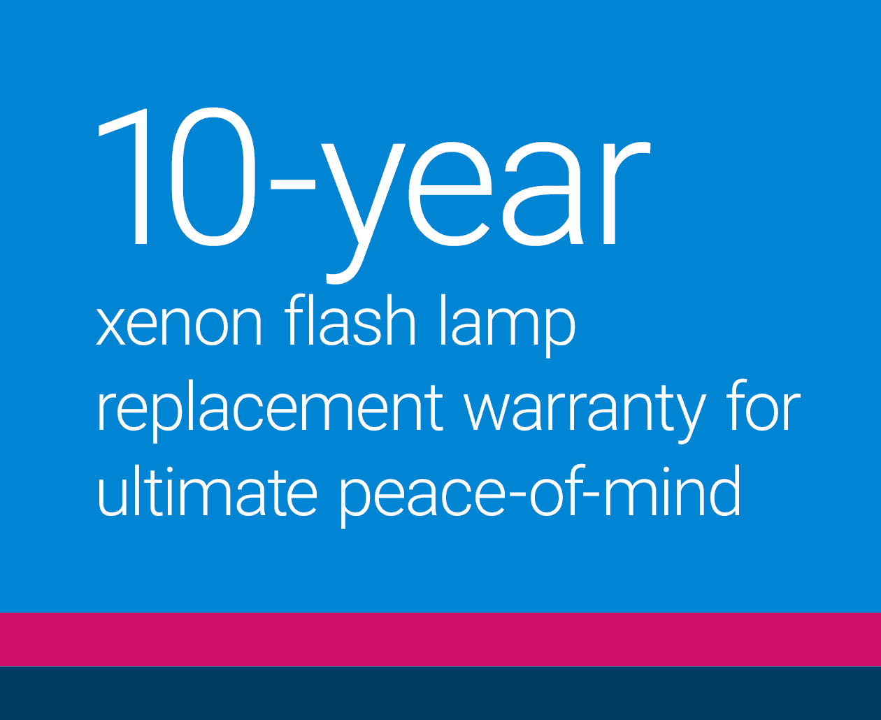 10 Jahre Garantie auf die Xenon-Blitzlampe für ultimative Zuverlässigkeit