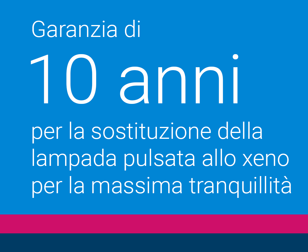 Garanzia di 10 anni sulla sostituzione della lampada pulsata allo xeno per la massima tranquillità
