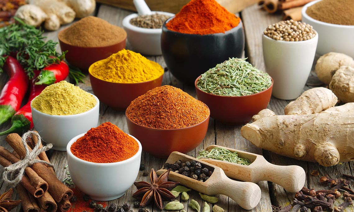 Bowls of various spices