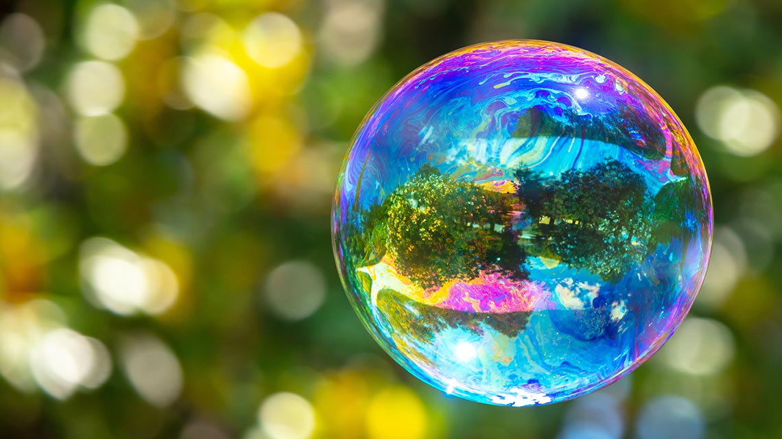 A large bubble floating in the air