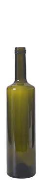 Tall green glass bottle