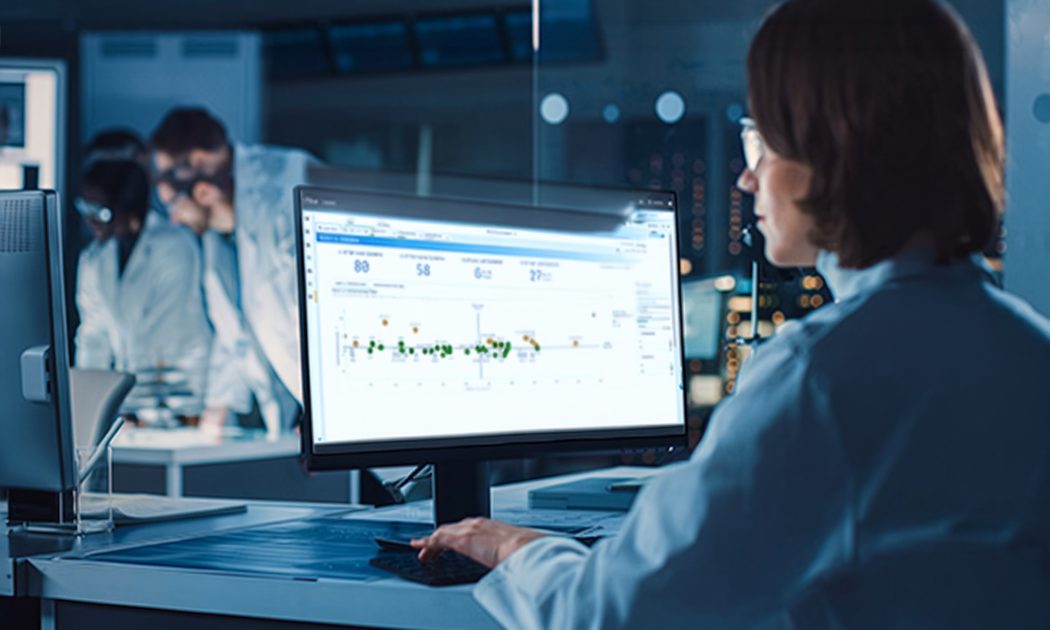 scientist working on a computer