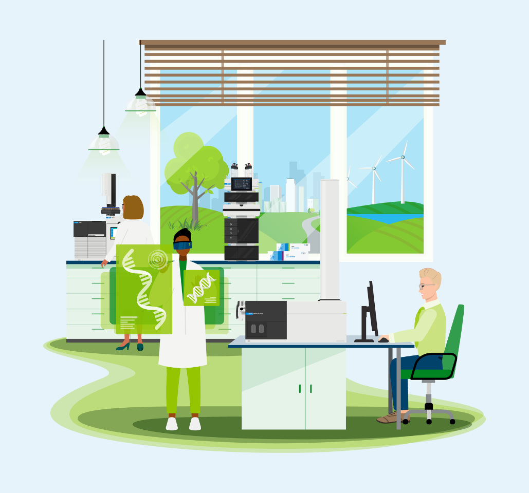 Scientists working in a sustainable lab