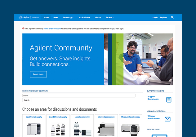 Screenshot of Agilent Community page on Agilent.com