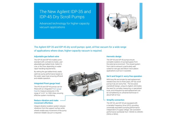 Meet the newest addition to the Agilent IDP dry scroll pump family