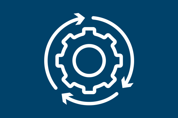Gear icon representing automated workflows and simplified sample QC operations.